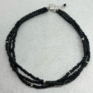Silpada Sterling Silver & Black Glass Bead Multi Strand Necklace | N1500 Retired